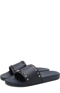 Резиновые шлепанцы Valentino Garavani с отделкой Valentino