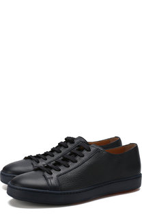 Кожаные кеды на шнуровке Santoni