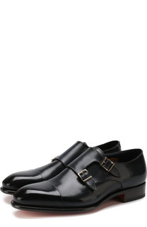 Кожаные монки с двумя пряжками Santoni