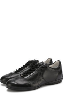 Кожаные кеды на шнуровке Santoni