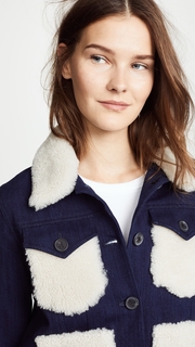 Adam Lippes Corded Denim Jacket with Shearling