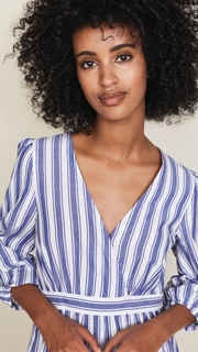 Madewell Ruffle-Sleeve Tiered Dress in Ava Stripe