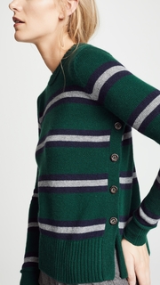 Autumn Cashmere Breton Stripe Side Button Sweater