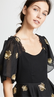 endless rose Metallic Embroidered Tiered Dress