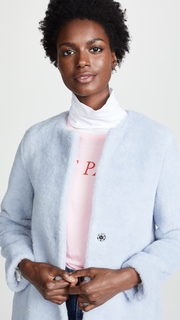 Harris Wharf London Collarless Faux Fur Coat