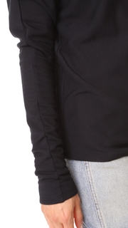 Enza Costa Brushed Fleece Exposed Shoulder Pullover