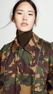 Preen By Thornton Bregazzi Dree Camo Jacket with Shearling Trim
