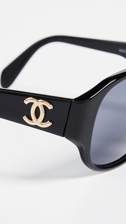 What Goes Around Comes Around Chanel Solid Narrow Frame Sunglesses