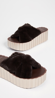 Tory Burch Faux Fur Scallop Slide Sandals