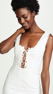 For Love & Lemons Charlotte Eyelet Lace Up Mini Dress