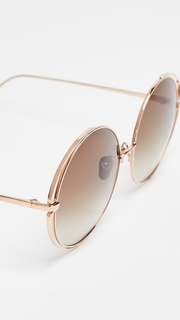 Linda Farrow Luxe Double Frame Round Sunglasses