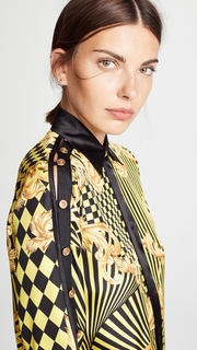 Versace Print Button Shoulder Blouse