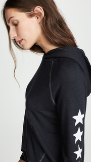 SUNDRY Side Stars Cropped Hoodie