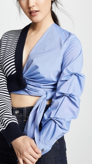 Jonathan Simkhai Knit Oxford Wrap Top