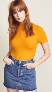 Three Dots Ribbed Short Sleeve Turtleneck