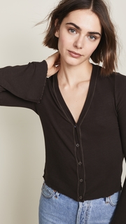 Three Dots Cropped Cardigan with Flared Sleeves