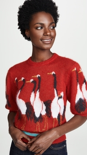 Stella Jean Short Sleeve Swan Sweater