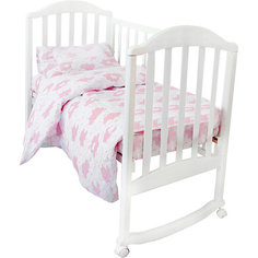 Комплект постельного белья на резинке Baby Nice "Облака" розовый