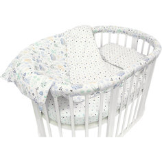Комплект постельного белья для овальной кроватки Baby Nice "Лесная поляна" голубой