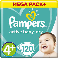 Подгузники Pampers Active Baby-Dry 10–15 кг, размер 4+, 120 шт.