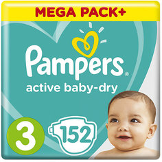 Подгузники Pampers Active Baby-Dry 6–10 кг, размер 3, 152 шт.