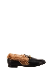 Черные лоферы с мехом Gucci