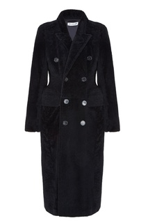 Черное меховое пальто Balenciaga