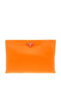 Текстильный клатч оранжевого цвета Prada
