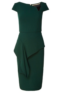 Зеленое платье с баской Roland Mouret