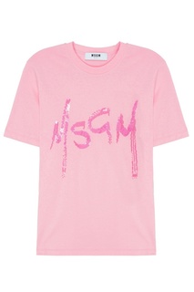 Розовая футболка с пайетками Msgm