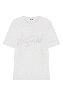 Белая футболка с вышивкой Msgm