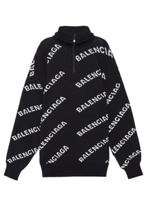 Черный свитер с контрастными надписями Balenciaga