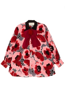 Шелковая блузка с цветочным принтом Gucci