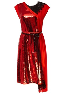Красное комбинированное платье Marc Jacobs