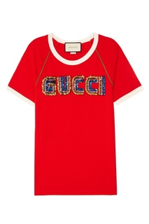 Красная футболка с пайетками Gucci