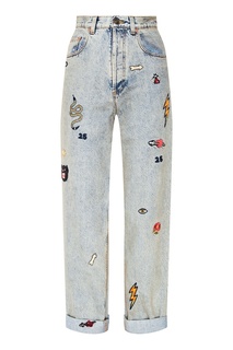 Серые джинсы с вышивкой Gucci