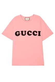 Розовая футболка с логотипом Gucci
