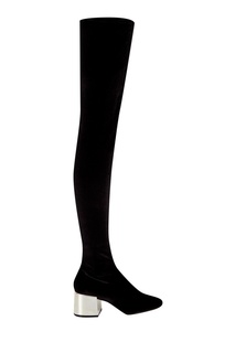 Черные сапоги с серебристым каблуком Mm6 Maison Margiela