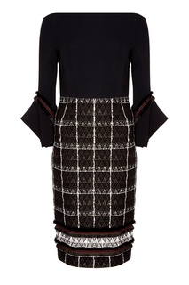 Черное платье с контрастным узором Roland Mouret