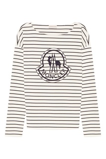 Белый лонгслив в полоску Moncler