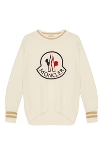 Белый джемпер с золотистой отделкой Moncler