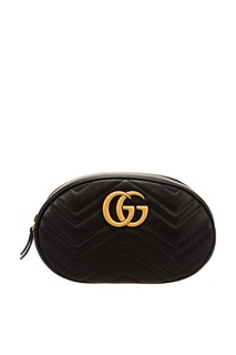 Черная сумка на пояс GG Marmont Gucci
