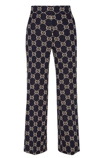Синие брюки с монограммами Gucci