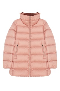 Розовая куртка с отделкой из велюра Moncler