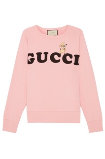 Розовый свитшот с логотипом Gucci
