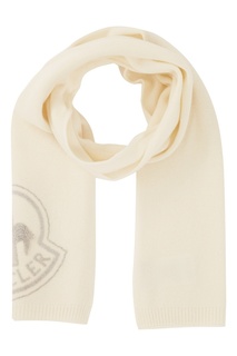 Белый шарф с логотипом Moncler