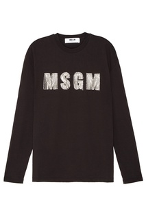 Черный лонгслив со стразами Msgm