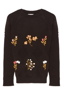 Шерстяной джемпер с цветочной вышивкой RED Valentino