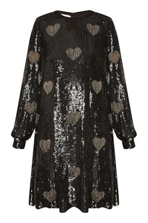 Шелковое черное платье с отделкой Valentino