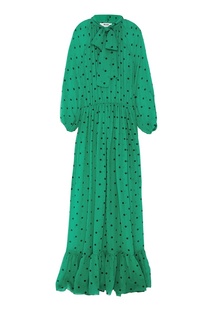 Зеленое шелковое платье в горошек Msgm